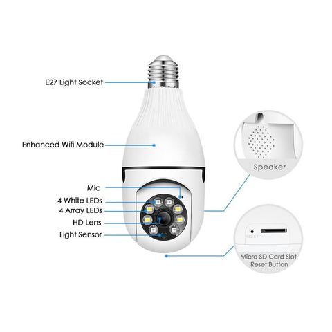 Κάμερα BULB 4MP με περιστροφή – 360° WiFi, για τοποθέτηση σε δείγμα